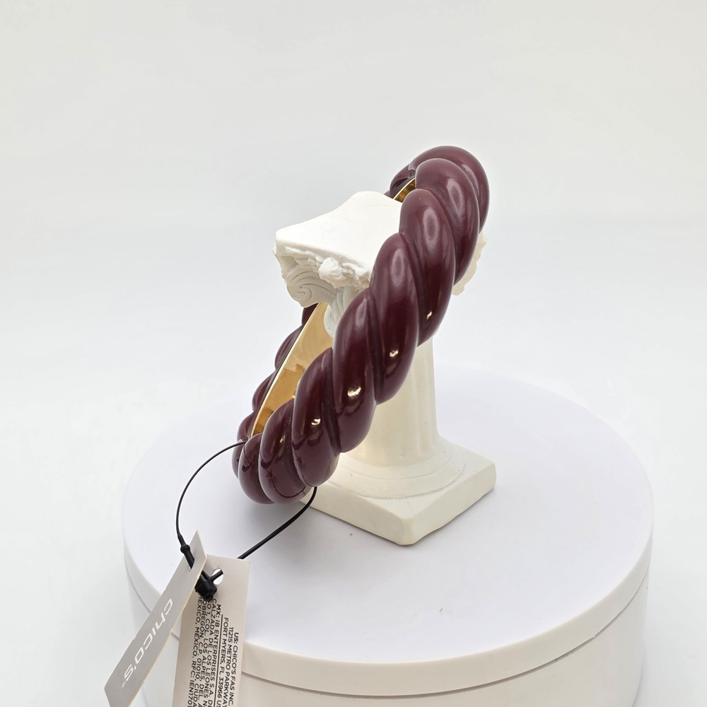 New! CHICO'S Bria Cranberry Bracelet Resin‎ Acrylic Bangle Gold Tone New W Tags - Picture 6 of 9
